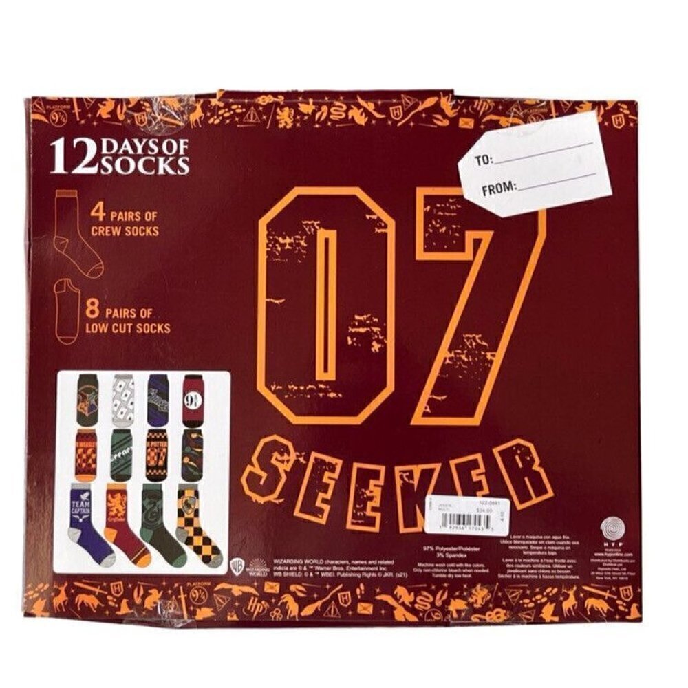 Harry Potter 12 Days Of Socks Crew & Low Cut Socks Shoe Size 4-10 - Picture 3 of 11